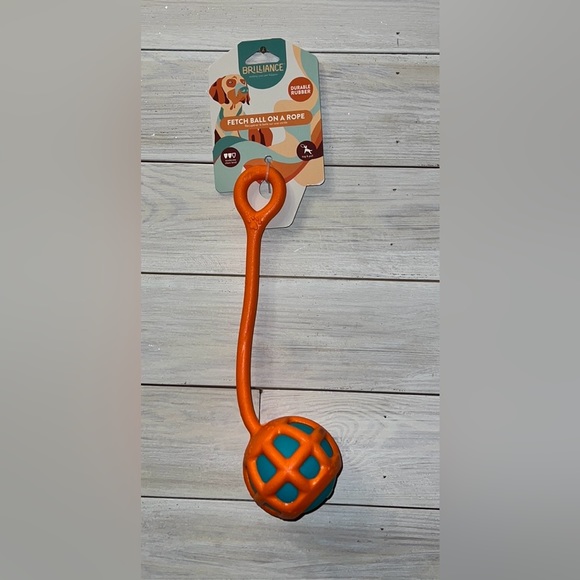 Brilliance Fetch Ballon the Rope. Dog toy to play catch orange & blue. - Picture 1 of 9